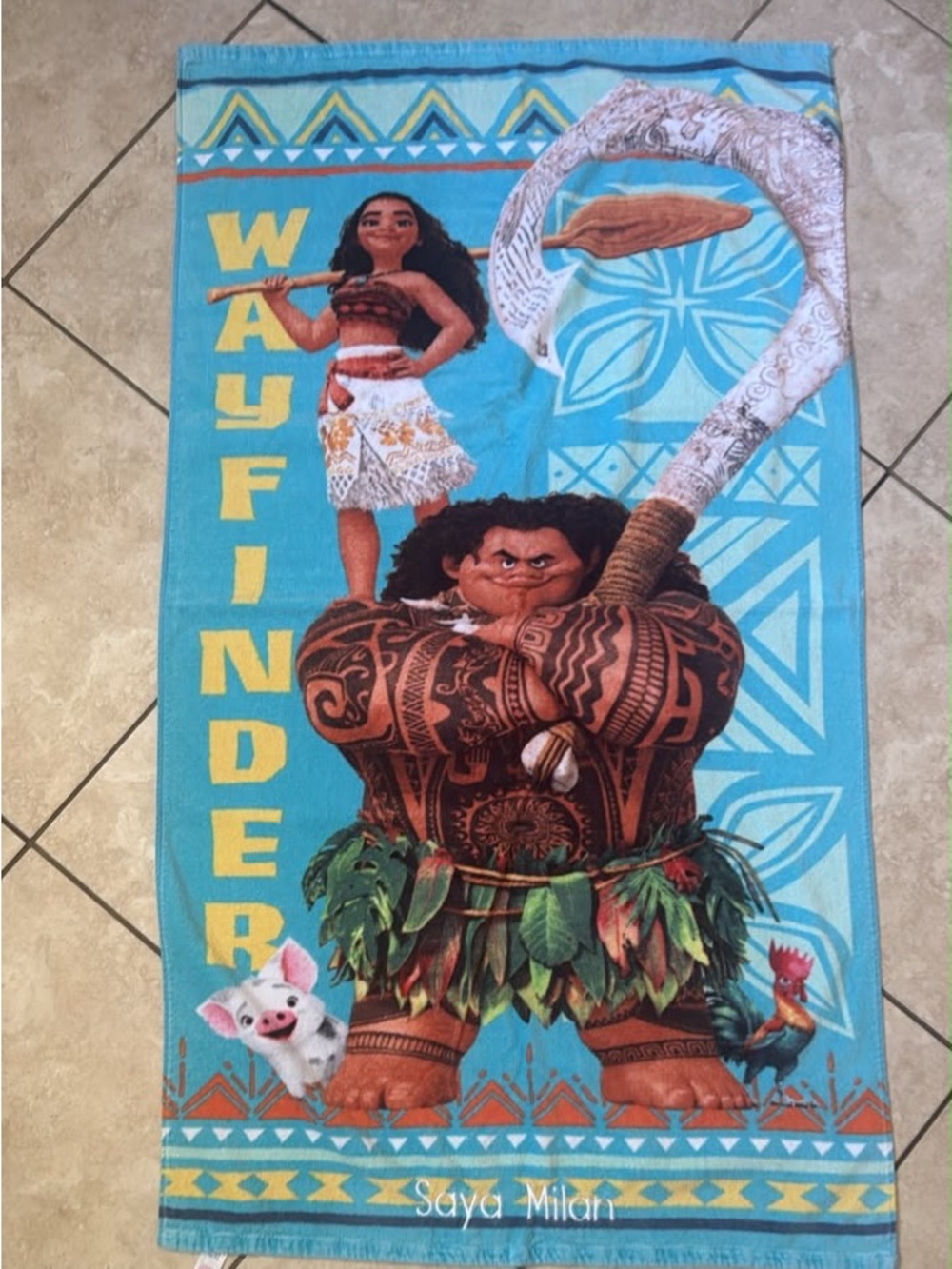 Disney Blue Moana & Maui Wayfinder Beach Towel Costume